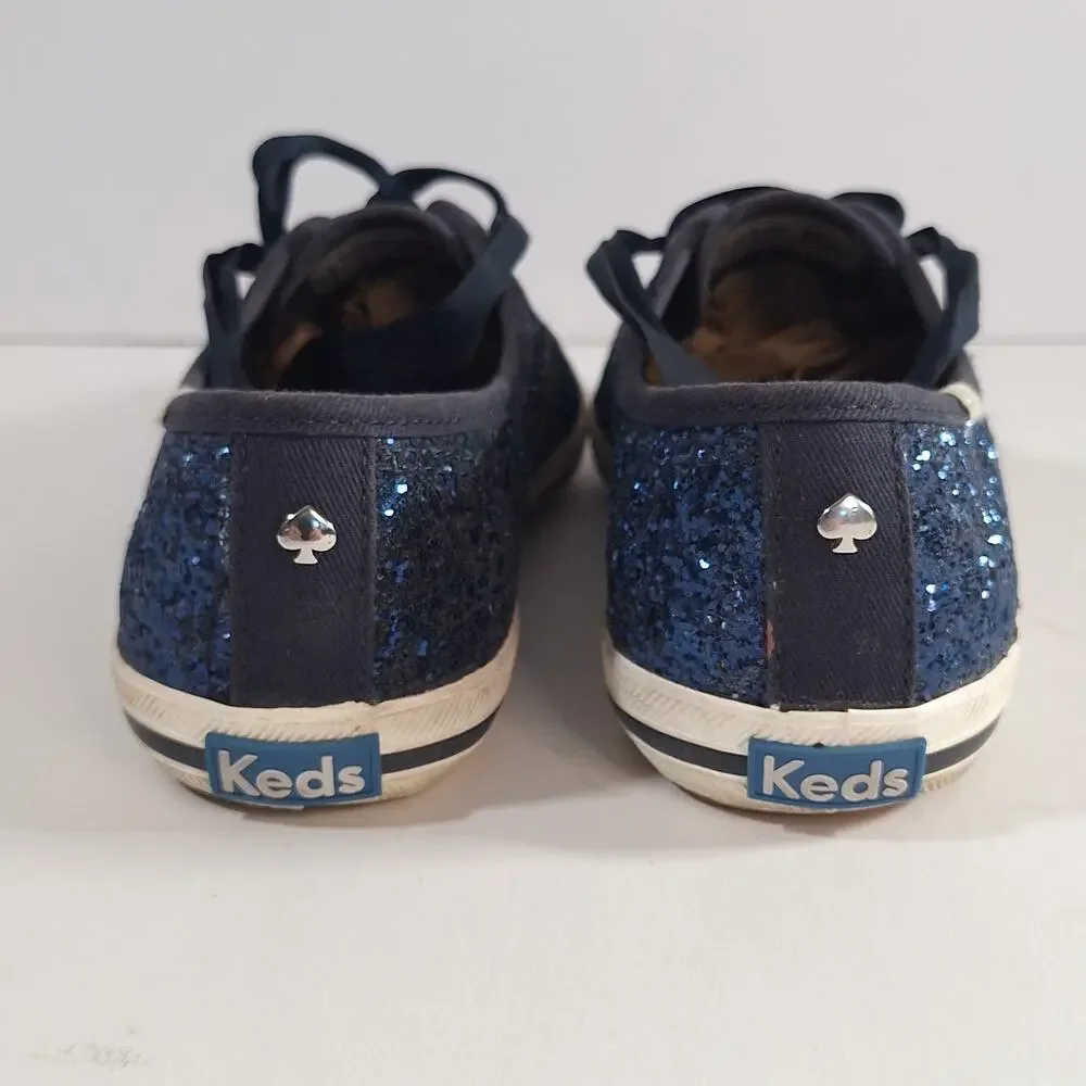Keds X Kate Spade sz 6 Blue Glitter Women's Sneakers Casual Classic Preppy
